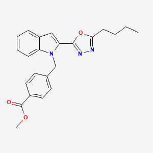 molecular formula C23H23N3O3 B2618588 4-((2-(5-丁基-1,3,4-恶二唑-2-基)-1H-吲哚-1-基)甲基)苯甲酸甲酯 CAS No. 921843-34-7