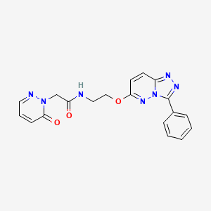molecular formula C19H17N7O3 B2618600 2-(6-oxopyridazin-1(6H)-yl)-N-(2-((3-phenyl-[1,2,4]triazolo[4,3-b]pyridazin-6-yl)oxy)ethyl)acetamide CAS No. 1208935-68-5