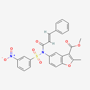 molecular formula C26H20N2O8S B2618602 methyl 2-methyl-5-[(3-nitrophenyl)sulfonyl-[(E)-3-phenylprop-2-enoyl]amino]-1-benzofuran-3-carboxylate CAS No. 463353-59-5