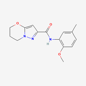 molecular formula C15H17N3O3 B2618607 N-(2-methoxy-5-methylphenyl)-6,7-dihydro-5H-pyrazolo[5,1-b][1,3]oxazine-2-carboxamide CAS No. 1448131-56-3
