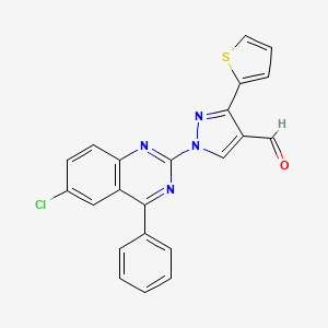 molecular formula C22H13ClN4OS B2618609 1-(6-Chloro-4-phenylquinazolin-2-yl)-3-thiophen-2-ylpyrazole-4-carbaldehyde CAS No. 956570-16-4