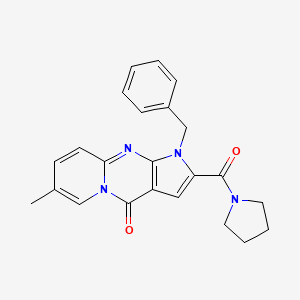 molecular formula C23H22N4O2 B2618611 1-benzyl-7-methyl-2-(pyrrolidine-1-carbonyl)pyrido[1,2-a]pyrrolo[2,3-d]pyrimidin-4(1H)-one CAS No. 900870-32-8