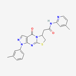 2-[6-(3-Methylphenyl)-2-oxo-10-thia-1,5,6,8-tetrazatricyclo[7.3.0.03,7]dodeca-3(7),4,8-trien-12-yl]-N-(4-methylpyridin-2-yl)acetamide