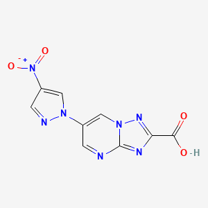 molecular formula C9H5N7O4 B2618615 6-(4-nitro-1H-pyrazol-1-yl)[1,2,4]triazolo[1,5-a]pyrimidine-2-carboxylic acid CAS No. 956200-84-3