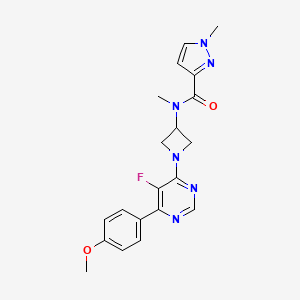 N-[1-[5-Fluoro-6-(4-methoxyphenyl)pyrimidin-4-yl]azetidin-3-yl]-N,1-dimethylpyrazole-3-carboxamide