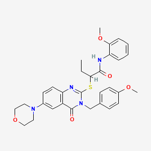 2-((3-(4-methoxybenzyl)-6-morpholino-4-oxo-3,4-dihydroquinazolin-2-yl)thio)-N-(2-methoxyphenyl)butanamide
