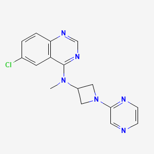 molecular formula C16H15ClN6 B2618637 6-chloro-N-methyl-N-[1-(pyrazin-2-yl)azetidin-3-yl]quinazolin-4-amine CAS No. 2415621-21-3