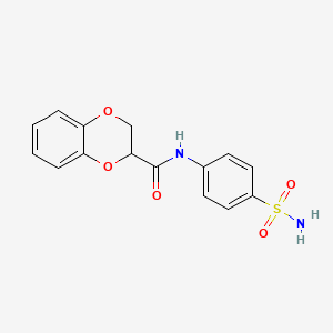 molecular formula C15H14N2O5S B2618642 N-[4-(aminosulfonyl)phenyl]-2,3-dihydro-1,4-benzodioxine-2-carboxamide CAS No. 300818-20-6