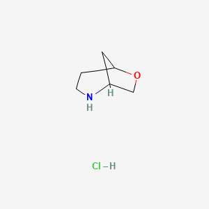 molecular formula C6H12ClNO B2618646 6-Oxa-2-azabicyclo[3.2.1]octane hydrochloride CAS No. 2219379-77-6; 279-98-1