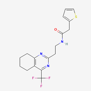 molecular formula C17H18F3N3OS B2618648 2-(thiophen-2-yl)-N-(2-(4-(trifluoromethyl)-5,6,7,8-tetrahydroquinazolin-2-yl)ethyl)acetamide CAS No. 1396866-87-7