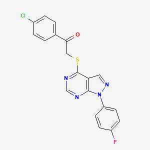 molecular formula C19H12ClFN4OS B2618661 1-(4-Chlorophenyl)-2-[1-(4-fluorophenyl)pyrazolo[3,4-d]pyrimidin-4-yl]sulfanylethanone CAS No. 893912-34-0