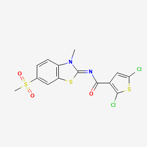 molecular formula C14H10Cl2N2O3S3 B2618665 (Z)-2,5-dichloro-N-(3-methyl-6-(methylsulfonyl)benzo[d]thiazol-2(3H)-ylidene)thiophene-3-carboxamide CAS No. 683247-48-5