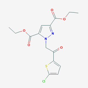 molecular formula C15H15ClN2O5S B2618670 diethyl 1-[2-(5-chloro-2-thienyl)-2-oxoethyl]-1H-pyrazole-3,5-dicarboxylate CAS No. 1993148-75-6