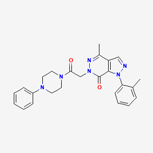 molecular formula C25H26N6O2 B2618688 4-methyl-6-(2-oxo-2-(4-phenylpiperazin-1-yl)ethyl)-1-(o-tolyl)-1H-pyrazolo[3,4-d]pyridazin-7(6H)-one CAS No. 941915-29-3