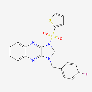 molecular formula C20H15FN4O2S2 B2618719 1-(4-fluorobenzyl)-3-(thiophen-2-ylsulfonyl)-2,3-dihydro-1H-imidazo[4,5-b]quinoxaline CAS No. 847245-58-3