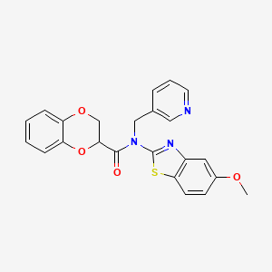 molecular formula C23H19N3O4S B2618728 N-(5-methoxybenzo[d]thiazol-2-yl)-N-(pyridin-3-ylmethyl)-2,3-dihydrobenzo[b][1,4]dioxine-2-carboxamide CAS No. 895415-08-4