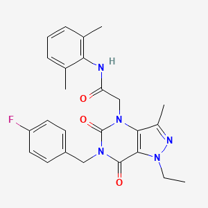 molecular formula C25H26FN5O3 B2618761 N-(2,6-dimethylphenyl)-2-(1-ethyl-6-(4-fluorobenzyl)-3-methyl-5,7-dioxo-6,7-dihydro-1H-pyrazolo[4,3-d]pyrimidin-4(5H)-yl)acetamide CAS No. 1357705-32-8