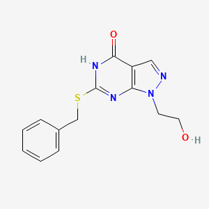 molecular formula C14H14N4O2S B2618764 6-(benzylthio)-1-(2-hydroxyethyl)-1H-pyrazolo[3,4-d]pyrimidin-4(5H)-one CAS No. 946379-63-1