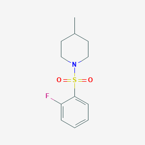 molecular formula C12H16FNO2S B261877 1-[(2-Fluorophenyl)sulfonyl]-4-methylpiperidine 