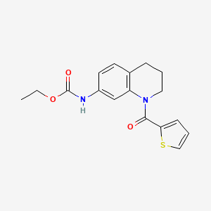 molecular formula C17H18N2O3S B2618792 Ethyl (1-(thiophene-2-carbonyl)-1,2,3,4-tetrahydroquinolin-7-yl)carbamate CAS No. 955780-53-7