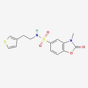 molecular formula C14H14N2O4S2 B2618799 3-methyl-2-oxo-N-(2-(thiophen-3-yl)ethyl)-2,3-dihydrobenzo[d]oxazole-5-sulfonamide CAS No. 1428373-37-8