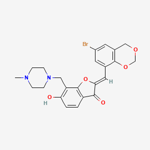 molecular formula C23H23BrN2O5 B2618802 (Z)-2-((6-bromo-4H-benzo[d][1,3]dioxin-8-yl)methylene)-6-hydroxy-7-((4-methylpiperazin-1-yl)methyl)benzofuran-3(2H)-one CAS No. 929433-82-9