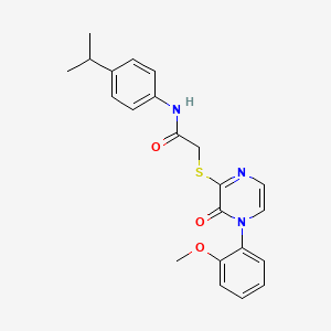 molecular formula C22H23N3O3S B2618804 2-[4-(2-methoxyphenyl)-3-oxopyrazin-2-yl]sulfanyl-N-(4-propan-2-ylphenyl)acetamide CAS No. 900007-11-6