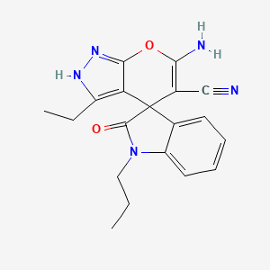 6'-amino-3'-ethyl-2-oxo-1-propyl-1,2-dihydro-2'H-spiro[indole-3,4'-pyrano[2,3-c]pyrazole]-5'-carbonitrile