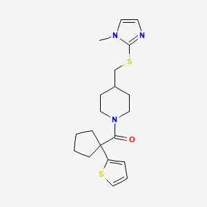 (4-(((1-methyl-1H-imidazol-2-yl)thio)methyl)piperidin-1-yl)(1-(thiophen-2-yl)cyclopentyl)methanone