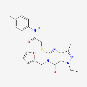 molecular formula C22H23N5O3S B2618817 2-((1-ethyl-6-(furan-2-ylmethyl)-3-methyl-7-oxo-6,7-dihydro-1H-pyrazolo[4,3-d]pyrimidin-5-yl)thio)-N-(p-tolyl)acetamide CAS No. 1358766-63-8