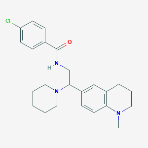 molecular formula C24H30ClN3O B2618834 4-chloro-N-(2-(1-methyl-1,2,3,4-tetrahydroquinolin-6-yl)-2-(piperidin-1-yl)ethyl)benzamide CAS No. 922095-65-6