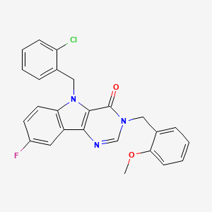 molecular formula C25H19ClFN3O2 B2618844 5-(2-chlorobenzyl)-8-fluoro-3-(2-methoxybenzyl)-3H-pyrimido[5,4-b]indol-4(5H)-one CAS No. 1185030-39-0