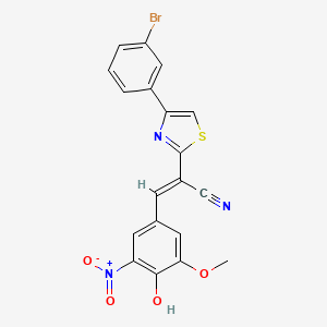 (E)-2-(4-(3-bromophenyl)thiazol-2-yl)-3-(4-hydroxy-3-methoxy-5-nitrophenyl)acrylonitrile