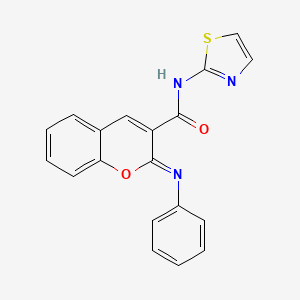 (2Z)-2-(phenylimino)-N-(1,3-thiazol-2-yl)-2H-chromene-3-carboxamide