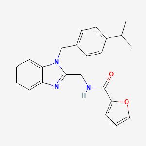 molecular formula C23H23N3O2 B2618876 2-furyl-N-[(1-{[4-(methylethyl)phenyl]methyl}benzimidazol-2-yl)methyl]carboxam ide CAS No. 920115-40-8