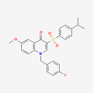 molecular formula C26H24FNO4S B2618878 1-(4-fluorobenzyl)-3-((4-isopropylphenyl)sulfonyl)-6-methoxyquinolin-4(1H)-one CAS No. 866844-92-0