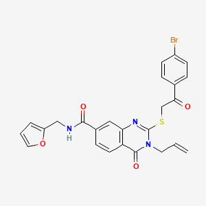 molecular formula C25H20BrN3O4S B2618885 2-[2-(4-bromophenyl)-2-oxoethyl]sulfanyl-N-(furan-2-ylmethyl)-4-oxo-3-prop-2-enylquinazoline-7-carboxamide CAS No. 451467-54-2