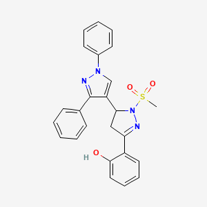 molecular formula C25H22N4O3S B2618905 2-(2-(methylsulfonyl)-1',3'-diphenyl-3,4-dihydro-1'H,2H-[3,4'-bipyrazol]-5-yl)phenol CAS No. 1010864-35-3