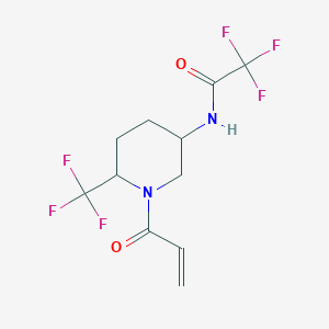 molecular formula C11H12F6N2O2 B2618913 2,2,2-trifluoro-N-[1-(prop-2-enoyl)-6-(trifluoromethyl)piperidin-3-yl]acetamide CAS No. 2094414-98-7