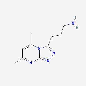 molecular formula C10H15N5 B2618916 3-(5,7-Dimethyl[1,2,4]triazolo[4,3-a]pyrimidin-3-yl)propan-1-amine CAS No. 923206-26-2