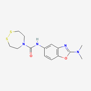 molecular formula C14H18N4O2S2 B2618924 N-[2-(Dimethylamino)-1,3-benzoxazol-5-yl]-1,2,5-dithiazepane-5-carboxamide CAS No. 2249049-77-0