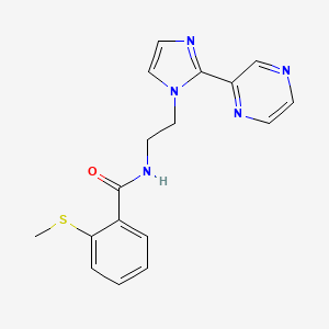 2-(methylthio)-N-(2-(2-(pyrazin-2-yl)-1H-imidazol-1-yl)ethyl)benzamide