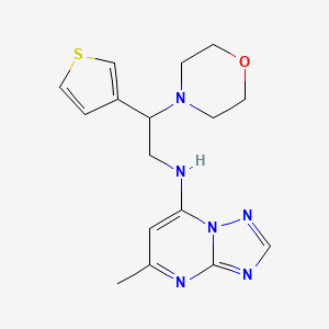molecular formula C16H20N6OS B2618936 5-Methyl-N-(2-morpholin-4-yl-2-thiophen-3-ylethyl)-[1,2,4]triazolo[1,5-a]pyrimidin-7-amine CAS No. 2380185-00-0