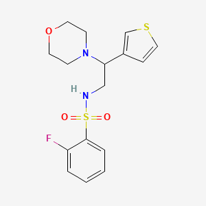 2-fluoro-N-(2-morpholino-2-(thiophen-3-yl)ethyl)benzenesulfonamide