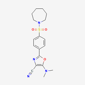 molecular formula C18H22N4O3S B2618941 2-(4-(Azepan-1-ylsulfonyl)phenyl)-5-(dimethylamino)oxazole-4-carbonitrile CAS No. 940999-77-9
