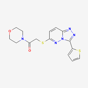 molecular formula C15H15N5O2S2 B2618948 1-Morpholin-4-yl-2-[(3-thiophen-2-yl-[1,2,4]triazolo[4,3-b]pyridazin-6-yl)sulfanyl]ethanone CAS No. 868966-34-1