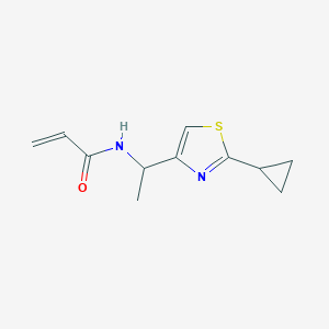 molecular formula C11H14N2OS B2618955 N-[1-(2-Cyclopropyl-1,3-thiazol-4-yl)ethyl]prop-2-enamide CAS No. 2196078-39-2