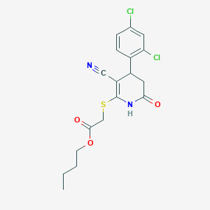 molecular formula C18H18Cl2N2O3S B2618957 Butyl {[3-cyano-4-(2,4-dichlorophenyl)-6-oxo-1,4,5,6-tetrahydropyridin-2-yl]sulfanyl}acetate CAS No. 361159-88-8