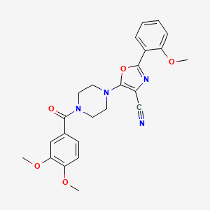 molecular formula C24H24N4O5 B2618968 5-(4-(3,4-Dimethoxybenzoyl)piperazin-1-yl)-2-(2-methoxyphenyl)oxazole-4-carbonitrile CAS No. 946200-60-8