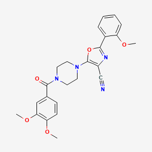 molecular formula C24H24N4O5 B2618968 5-[4-(3,4-dimethoxybenzoyl)piperazin-1-yl]-2-(2-methoxyphenyl)-1,3-oxazole-4-carbonitrile CAS No. 946200-60-8